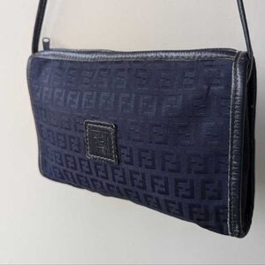 FENDI 1980 VINTAGE Zucchino CANVAS LEATHER DETAIL WOMEN'S CROSSBODY BAG